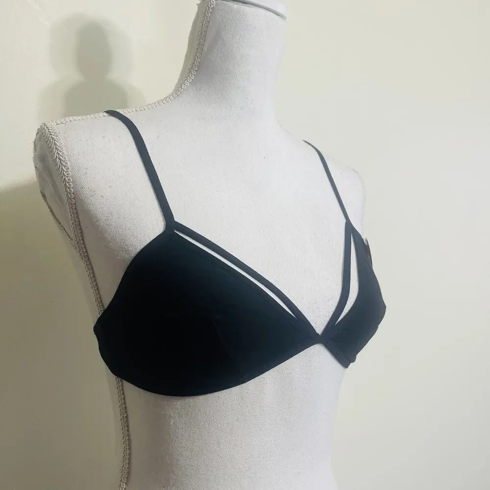 1 Anemone Sexy Strappy Bra Lingerie One Size Small‎ To Large, NOT PADDED, Black